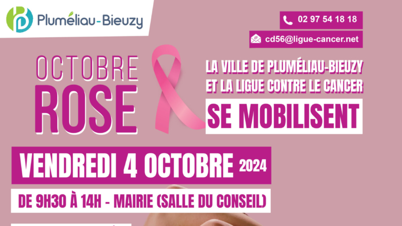 Octobre rose – La ville de Pluméliau-Bieuzy et la ligue contre le cancer se mobilisent