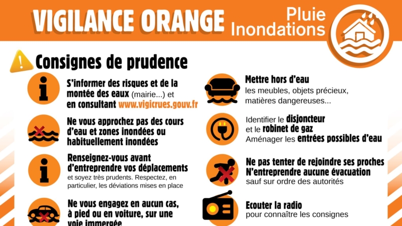 Vigilance Orange – Pluie/Inondations à compter de 18h le 24 janvier 2025